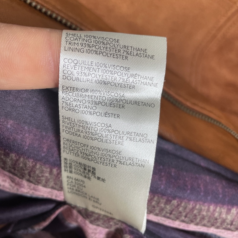 ANTHROPOLOGIE Robyn Faux Leather Moto Jacket Suede Cognac Tan Brown Sz 3X - Picture 12 of 12